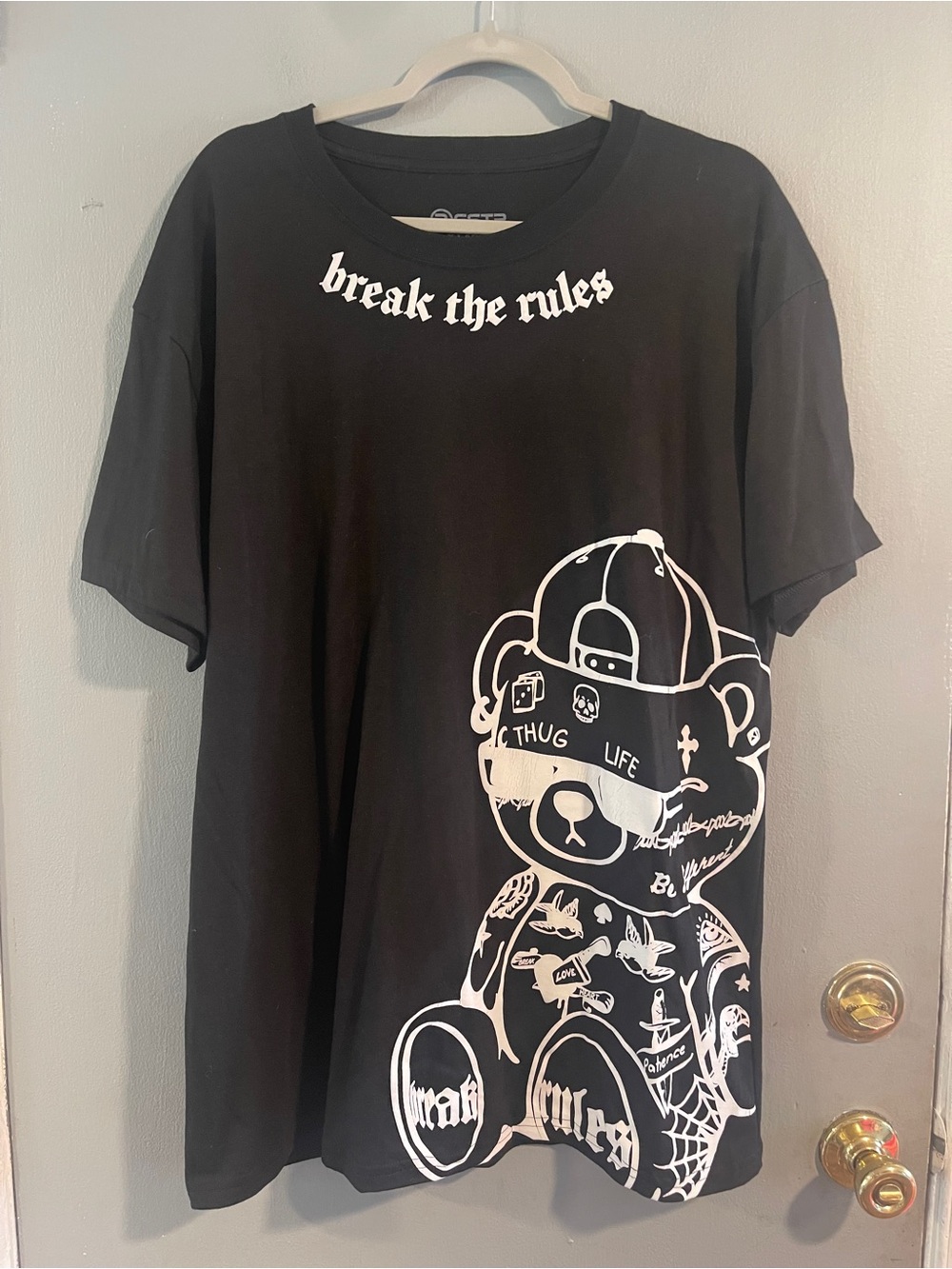 RGSTR Men's Black Graphic 'Break the Rules'‎ Bear Tee Size XL